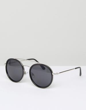 Черные круглые солнцезащитные очки D-Struct. Цвет: черный