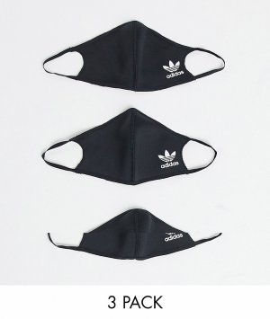 Набор из 3 масок для лица черного цвета -Черный цвет adidas Originals