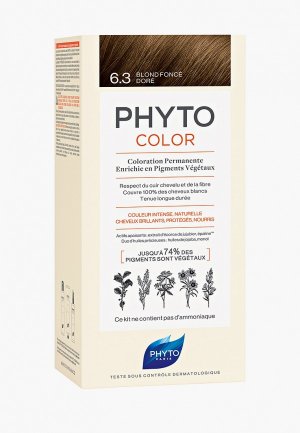 Краска для волос Phyto 6.3 ФИТОКОЛОР, темный золотистый блонд, 50/50/12.. Цвет: коричневый