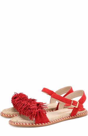 Замшевые сандалии с бахромой Paloma Barcelo. Цвет: красный