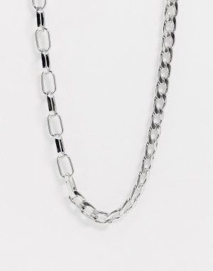 Серебристое массивное ожерелье-цепочка -Серебряный Pieces