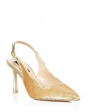 Женские туфли-лодочки на высоком каблуке с открытой пяткой и острым носком Simi, украшенные пайетками , цвет Gold AQUA