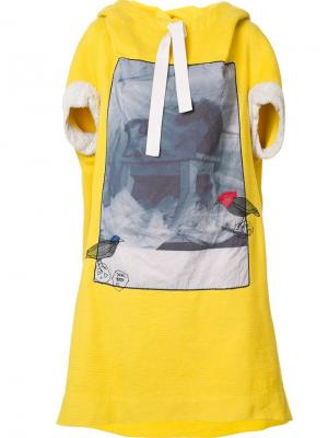 Платье свободного кроя с принтом Bernhard Willhelm. Цвет: жёлтый и оранжевый