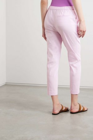 THEORY брюки прямого кроя из смесового льна Treeca, розовый