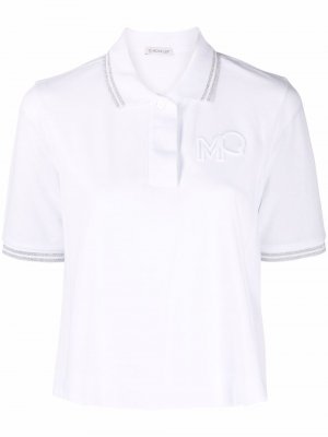 Рубашка поло с вышитым логотипом Moncler. Цвет: белый