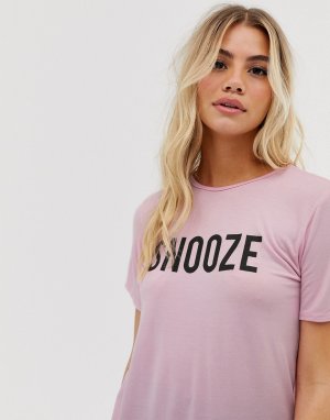 Пижамный комплект с брюками и футболкой принтом snooze -Розовый Adolescent Clothing