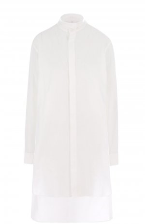 Хлопковая блуза свободного кроя с удлиненной спинкой Yohji Yamamoto. Цвет: белый