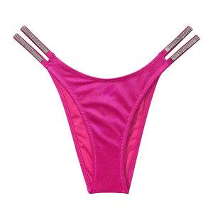 Плавки бикини Victoria's Secret Swim Double Shine Strap Brazilian Smooth, малиновый Victoria's. Цвет: розовый