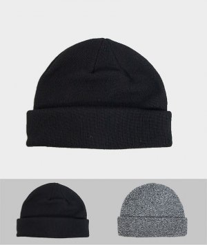2 шапки-бини со скидкой черного и меланжевого цвета -Мульти ASOS DESIGN