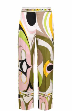 Шелковые брюки прямого кроя с принтом Emilio Pucci. Цвет: разноцветный
