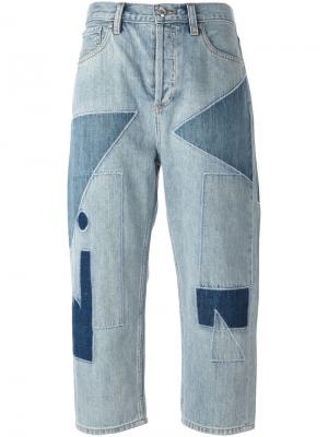 Укороченные джинсы в стиле пэчворк Marc By Jacobs. Цвет: синий