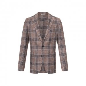 Пиджак из смеси льна и шелка Luciano Barbera. Цвет: коричневый
