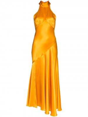 Платье миди Vivienne с вырезом халтер De La Vali. Цвет: желтый