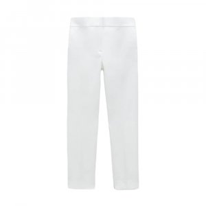 Укороченные брюки с разрезами Zara, желтовато-белый ZARA