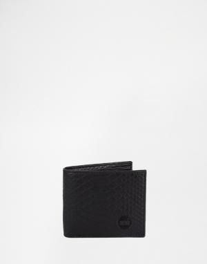 Классический бумажник с отделкой под кожу змеи Mi-Pac. Цвет: черный