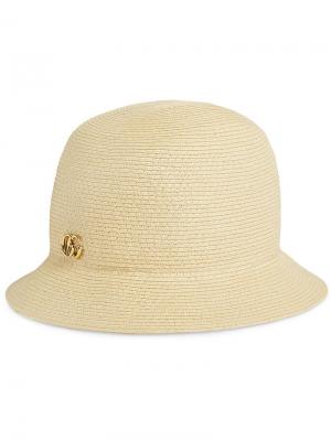 Плетеная шляпа с логотипом GG Gucci. Цвет: нейтральные цвета