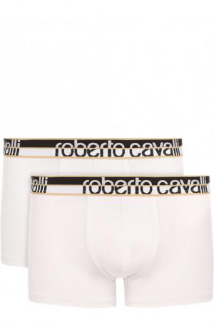 Комплект из двух хлопковых боксеров с широкой резинкой Roberto Cavalli. Цвет: белый
