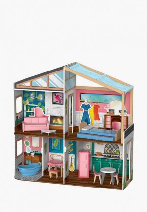 Дом для куклы KidKraft с магнитным дизайном интерьера 14 предметов, мебелью 15 предметов в наборе, кукол 30 см. Цвет: разноцветный