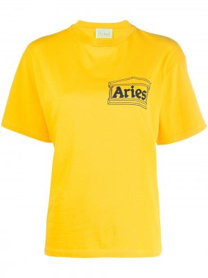 Футболка с круглым вырезом и логотипом Aries. Цвет: желтый