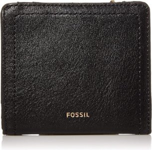 Женский кожаный двойной складной кошелек Logan с блокировкой RFID, черный Fossil