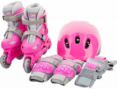 Набор для девочек Re:action: роликовые коньки, шлем, защитная экипировка REACTION