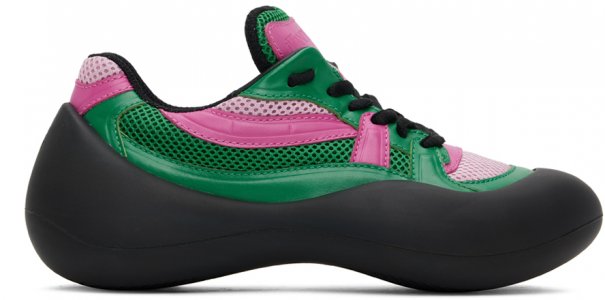 Зелено-розовые походные кроссовки с бампером JW Anderson