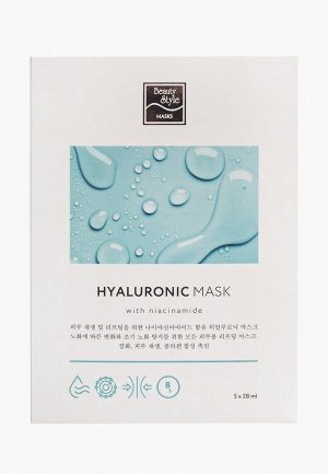 Набор масок для лица Beauty Style Гиалуроновых тканевых с ниацинамидом, Обновление и лифтинг, 5*28 мл. Цвет: белый