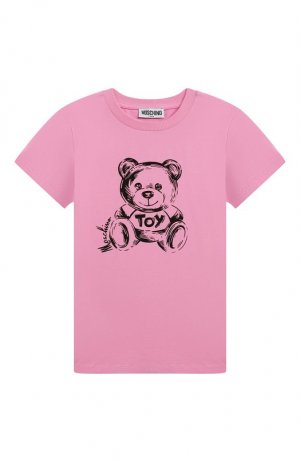 Хлопковая футболка Moschino. Цвет: розовый