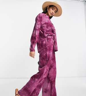 Эксклюзивные пляжные брюки фиолетового цвета с принтом тай-дай от комплекта -Фиолетовый цвет Fashion Union