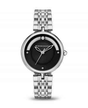 Женские часы с 3 стрелками, серебристые часы-браслет из нержавеющей стали, 32 мм , серебро BCBGMAXAZRIA