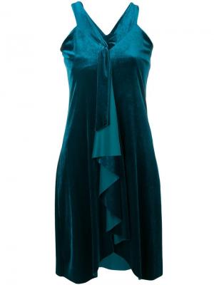 Бархатное платье с воротником драпировкой Marc Ellis. Цвет: зеленый