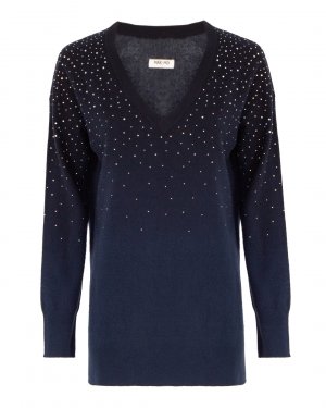 Кашемировый пуловер MAX&MOI. Цвет: тем.синий