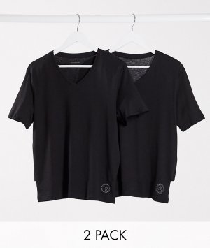 Набор черных футболок с V-образным вырезом -Черный Tom Tailor