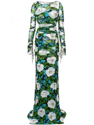 Длинное платье с цветочным принтом Dvf Diane Von Furstenberg. Цвет: зелёный