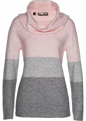 Пуловер с объёмным воротником bonprix. Цвет: розовый