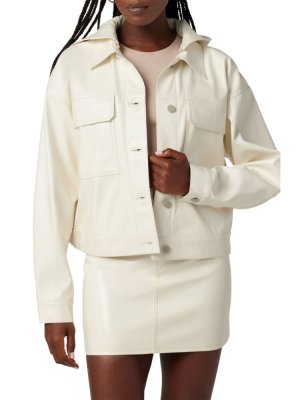 Куртка из веганской кожи на пуговицах спереди , цвет Patent Egret Hudson