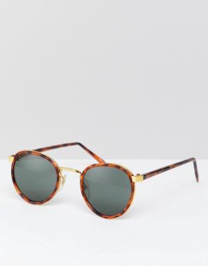 Круглые солнцезащитные очки в черепаховой оправе Inspired эксклюзивно для ASOS Reclaimed Vintage. Цвет: коричневый