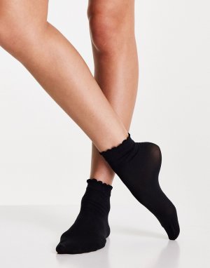 Черные носки до щиколотки с волнистым краем -Черный цвет Jonathan Aston