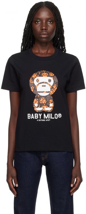 Черная футболка с надписью Baby Milo Bape