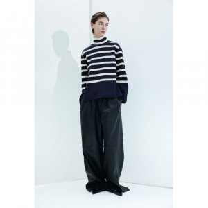 H M turtleneck sweater navy blue cream stripe H&M