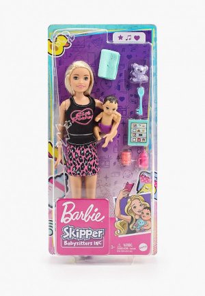 Кукла Barbie Няня в лосинах с малышом и аксессуарами. Цвет: разноцветный