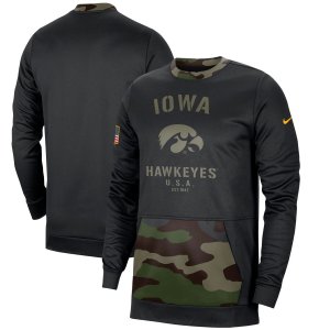 Мужской пуловер в стиле милитари Iowa Hawkeyes черного/камуфляжного цвета с камуфляжным принтом Nike
