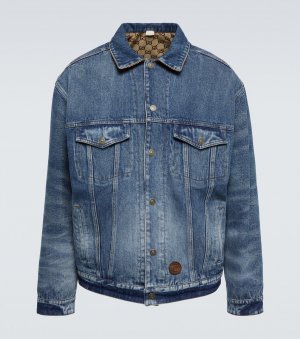 Двусторонняя джинсовая куртка с узором GG , синий Gucci
