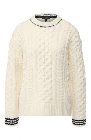 Шерстяной пуловер с контрастной отделкой Rag&Bone. Цвет: белый