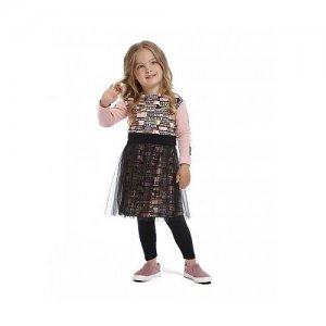Платье детское Lucky Child МИ-МИ-МИШКИ цветное (арт. 69-64) 30 (110-116). Цвет: розовый/черный