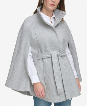 Женское двубортное пальто-кейп , серый Calvin Klein
