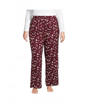 Женские фланелевые пижамные брюки больших размеров с принтом Lands' End, цвет Rich burgundy woodland scene Lands' End