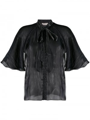 Блузка с воротником на завязке Murmur. Цвет: черный
