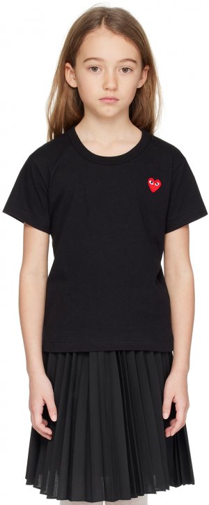 Детская футболка с нашивкой в виде сердца Comme Des Garcons, цвет Black Garçons