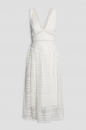 Платье миди из кружева макраме Ml Monique Lhuillier, белый Lhuillier